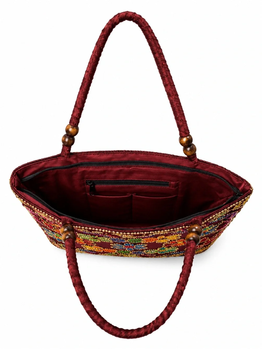 Embroidered Multicolor Beaded Tote Bag - Women - Picture 2 of 2